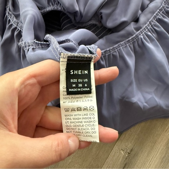 🍁5 for $15🍁 New SHEIN Purple Smocked Poof Sleeve Summer Babydoll Dress - Picture 4 of 5